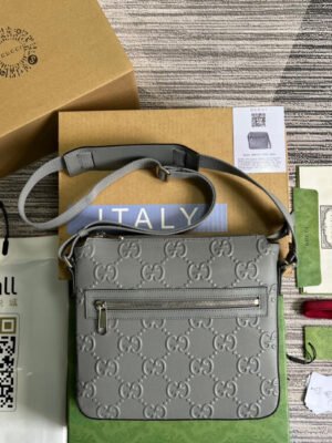 gg Embossed Bag Grey gg Embossed ?For Men 10.2in/26cm gg 406410 1W3CN 1275