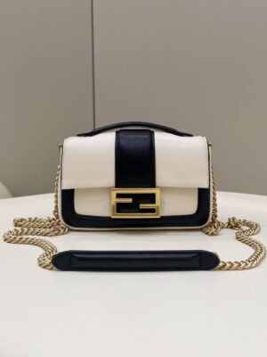 FI Baguette Chain Black and White Bag For Woman 19cm/7.5in