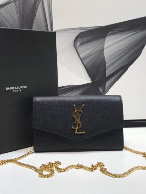 YSSL Uptown Chain Wallet Black For Women 7.4in/19cm YSL 6077881GF0J1000