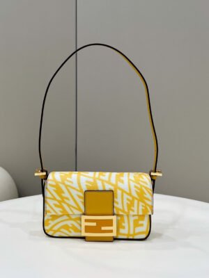 FI Mini Baguatte 1997 Yellow Glazed Bag For Woman 19.5cm/7.5in
