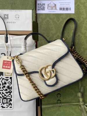 gg Marmont Mini Top Handle Bag White For Women 8in/21cm 583571-0OLFX-9085