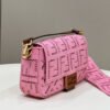 FI Baguette Pink with Embroidery Medium Bag For Woman 28cm/11in