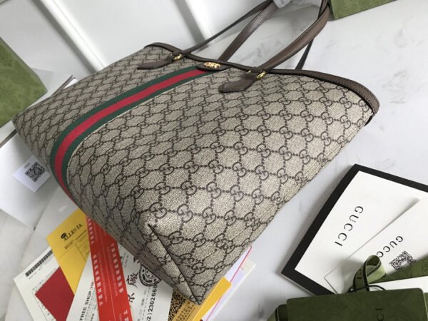 gg Ophidia gg Medium Tote Bag Beige/Ebony gg Supreme Canvas And Brown For Women 15in/38cm 631685 96IWB 8745