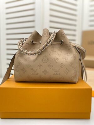 LV Bella Bucket Bag Mahina Galet Grey For Women, Women’s Handbags, Shoulder And Crossbody Bags 7.5in/22cm LV M57201