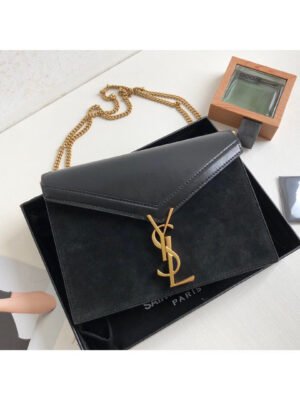 YSSL Cassandra Medium Chain Bag Black For Women 8.6in/22cm YSL?5327500SX0W1000
