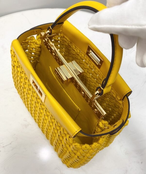 FI Peekaboo Mini Yellow Braided Bag For Woman 18cm/7in