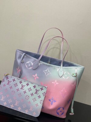 LV Neverfull MM Tote Bag Monogram Canvas Sunrise Pastel For Women,  Shoulder Bags 12.2in/31cm LV M46077