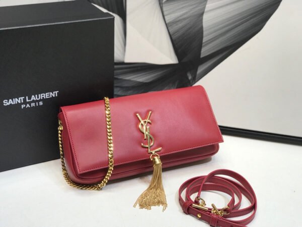 YSSL Kate Tassel Small Shoulder Bag Red For Women 10.2in/26cm YSL?