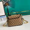gg Ladies gg Canvas Marmont Mini Top Handle Bag Beige/Ebony Diagonal Matelass¨¦ Original gg Canvas 8.3in/21cm gg 583571 HVKEG 9772