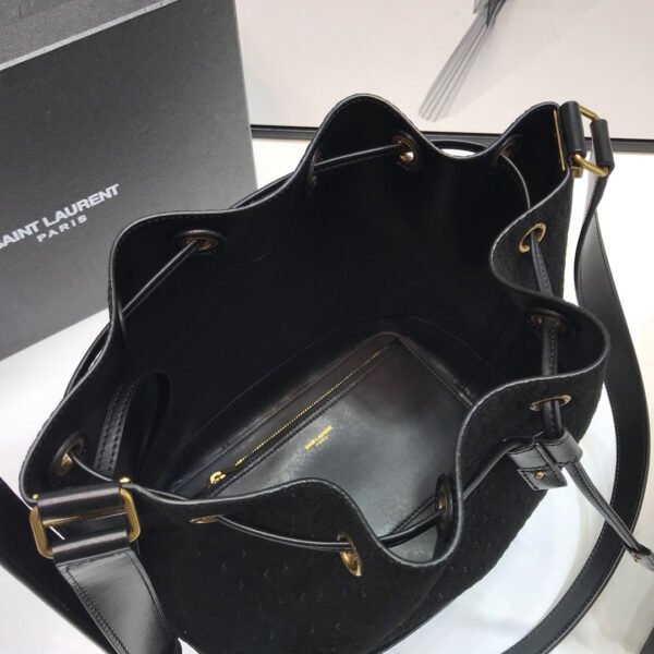 YSSL All-Over Monogram Bucket Bag Black For Women 10.5in/27cm YSL?