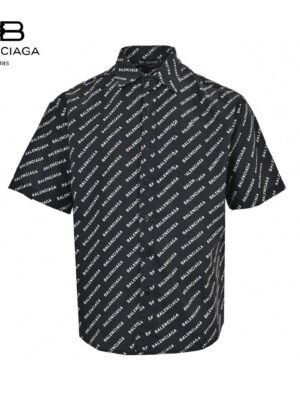 Balenciaga All-Over Logo Print Shirt (Black)