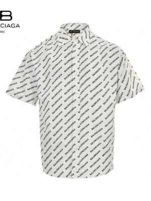 Balenciaga All-Over Logo Print Shirt (White)