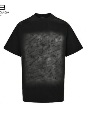 Balenciaga All-Over Logo Print T-Shirt (Black)