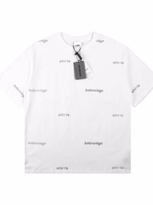Balenciaga Allover Logo Print T-Shirt - White