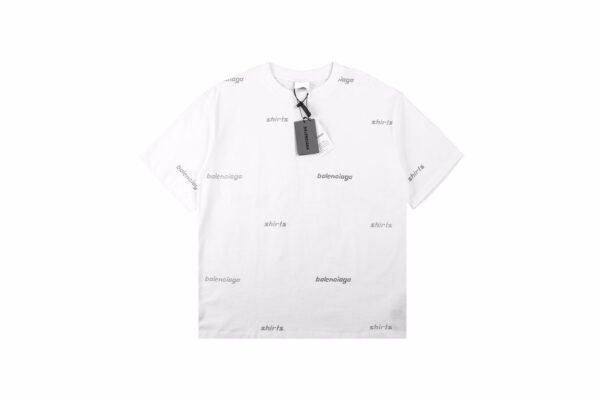 Balenciaga Allover Logo Print T-Shirt - White