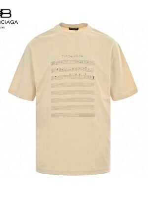 Balenciaga Beige T-Shirt with Musical Notes