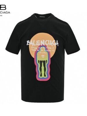 Balenciaga Black T-Shirt with Graphic Design
