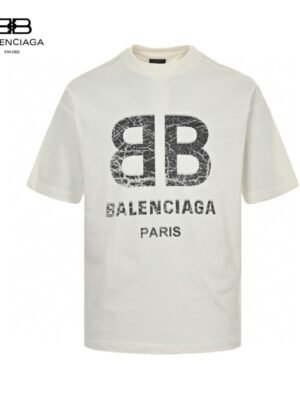 Balenciaga Cracked 'BB' Logo T-Shirt (White)