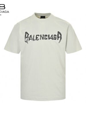 Balenciaga Distressed Logo T-Shirt in White
