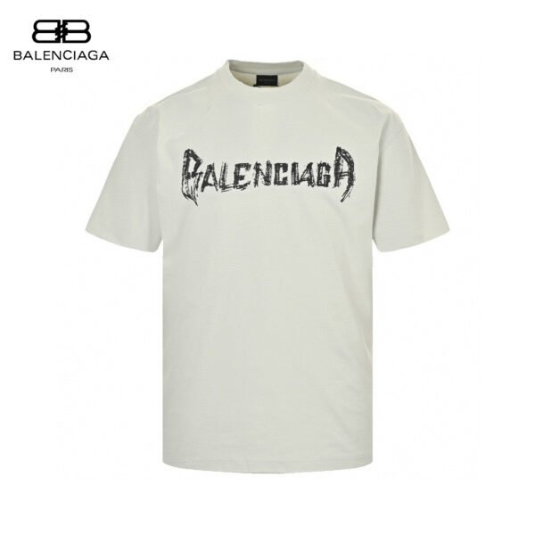 balenciaga-distressed-logo-t-shirt-in-white-543192 Balenciaga Distressed Logo T-Shirt in White