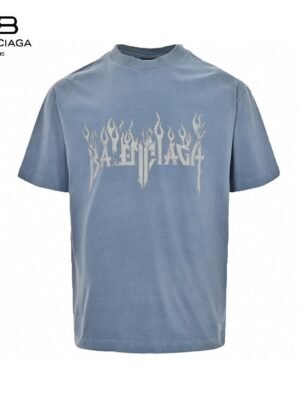 Balenciaga Flame Graphic T-Shirt (Blue)