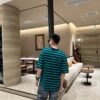 Balenciaga Green and Black Striped T-Shirt