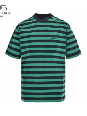 Balenciaga Green and Black Striped T-Shirt