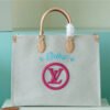 LV Onthego GM Monogram Giant And Raffia White/ Pink For Women,  Shoulder And Crossbody Bags 41cm/16.1in LV