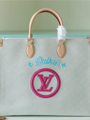 LV Onthego GM Monogram Giant And Raffia White/ Pink For Women,  Shoulder And Crossbody Bags 41cm/16.1in LV