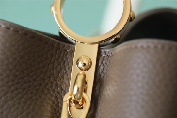 bba76226 LV Capucines MM Taurillon Smokey Brown Green/ Creme/ Pink For Women, Shoulder And Crossbody Bags 31.5cm/12.4in LV M59516