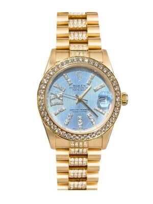 ROLEX DATEJUST DIAMOND IN GOLD WITH BLUE DIAL 31MM