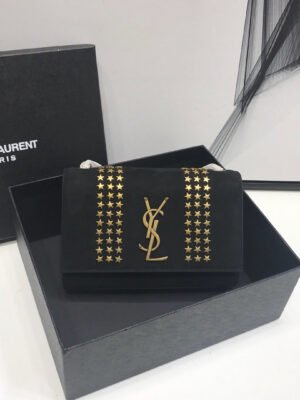 YSSL Kate Small Chain Bag In Grain De Poudre Black For Women 7.8in/20cm YSL