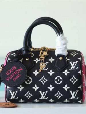 LV Speedy Bandouliere 20 Monogram Empreinte Black / White / Pink For Women,  Shoulder And Crossbody Bags 20.5cm/8.1in LV M46088