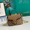 gg Ladies gg Canvas Marmont Mini Top Handle Bag Beige/Ebony Diagonal Matelass¨¦ Original gg Canvas 8.3in/21cm gg 583571 HVKEG 9772