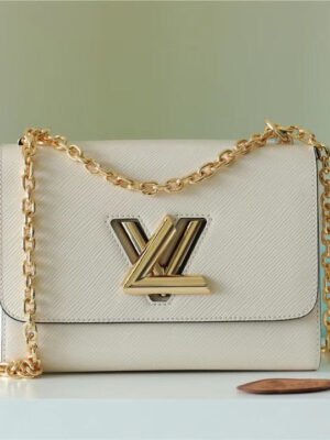 LV Twist MM Epi White For Women, Women¡¯s Bags, Shoulder And Crossbody Bags 9.1in/23cm LV M55513