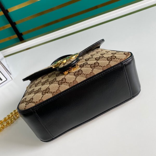 gg Ladies gg Canvas Marmont Mini Top Handle Bag Beige/Ebony Diagonal Matelass¨¦ Original gg Canvas 8.3in/21cm gg 583571 HVKEG 9772