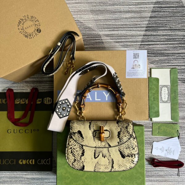 gg Bamboo 1947 Medium  Top Handle Bag Natural For Women, Women¡¯s Bags 10.2in/26cm gg 679632 L4RET 8887