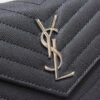 YSSL Cassandre Matelass¨¦ Chain Wallet In Grain De Poudre Embossed Black For Women 8.8in/23cm YSL 377828BOW021000