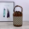 gg Horsebit 1955 Small Bucket Bag In gg Supreme Canvas Brown For Women 7.5in/19cm gg 637115 92TPG 8563