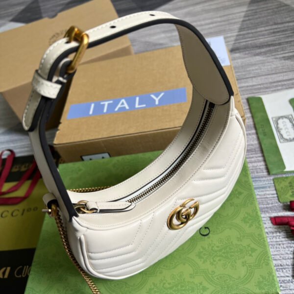 gg Marmont Half Moon Shaped Mini Bag White For Women, Women’s Bags 8.5in/22cm gg ?699514 DTDHT 9022