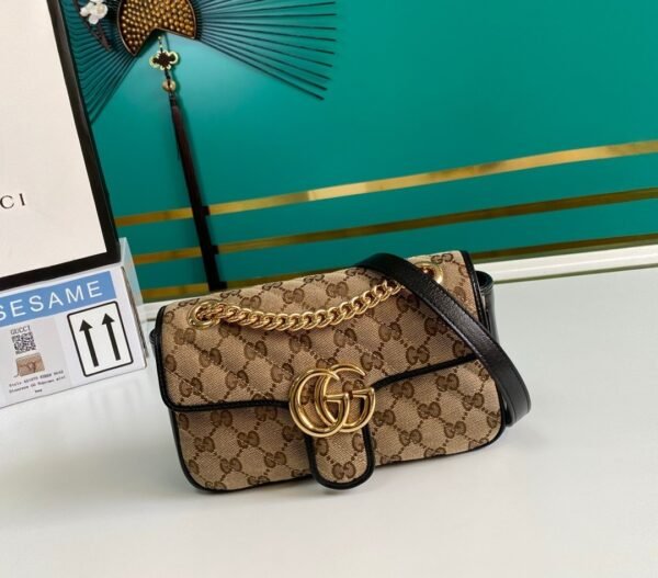 gg Marmont Matelass¨¦ Mini Bag Beige/Ebony Diagonal Matelass¨¦ Original gg Canvas For Women  8.5in/22cm 446744