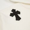 CHROME HEARTS BLACK CROSS PATCH HOODIE WHITE