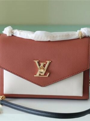 LV Mylockme Chain Bag Brown/ Quartz White For Women,  Shoulder and Crossbody Bags 8.9in/22.5cm LV