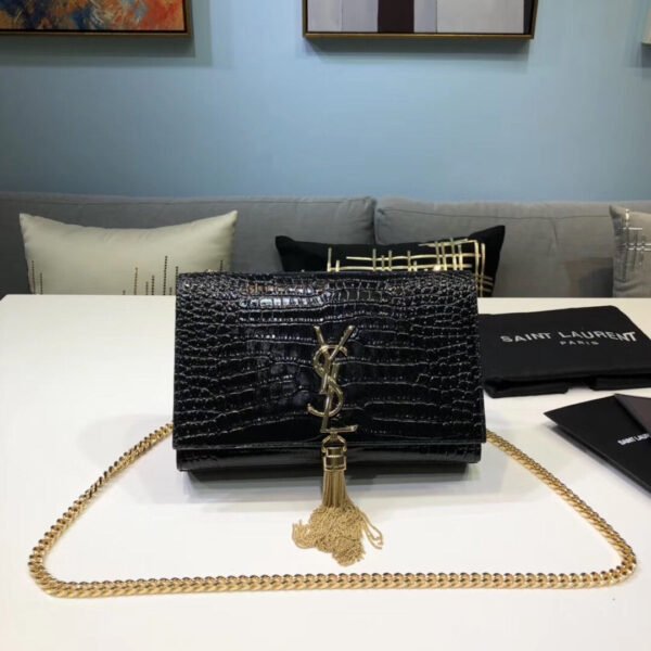 c6e08e4f YSSL Kate Small Chain Bag With Tassel In Embossed Black For Women 7.8in/20cm YSL 474366DND0J1000