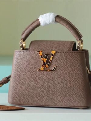 LV Capucines Mini Taurillon Light Brown For Women,  Shoulder And Crossbody Bags 21cm/8.3in LV M56071