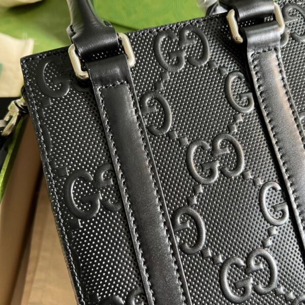 gg Embossed Mini Tote Bag Black gg Embossed For Men? 7.9in/20cm gg 696010 1W3CN 1000