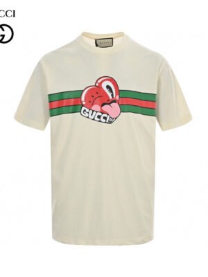 Gucci Cream T-Shirt with Heart Graphic