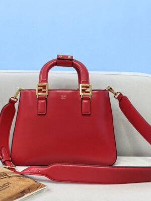 FI Medium FF Tote Shoulder Red Bag For Woman 38cm/15in