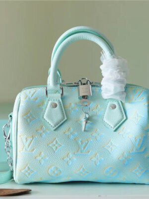 LV Speedy Bandouliere 20 Monogram Empreinte Vert D’eau Green For Women,  Shoulder And Crossbody Bags 20.5cm/8.1in LV M46092