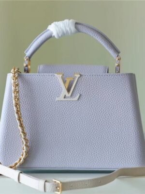 LV Capucines MM Taurillon Light Blue/ Creme For Women,  Shoulder And Crossbody Bags 31.5cm/12.4in LV 